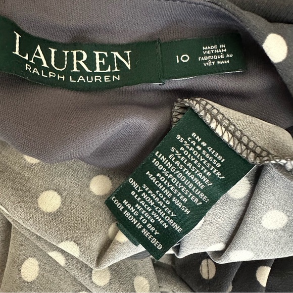 Lauren Ralph Lauren Gray White Polka Dot Jersey Dress Size 10 - Picture 10 of 10
